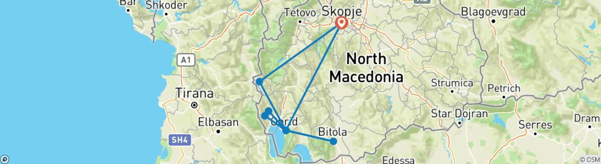 Image d'une carte montrant l'itinéraire du circuit