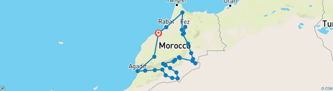 Carte du circuit Circuit au Maroc 14 jours à partir de Casablanca