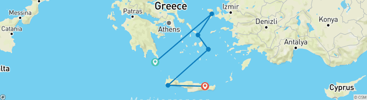 Image d'une carte montrant l'itinéraire du circuit