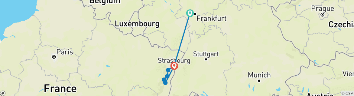 Karte mit der Reiseroute