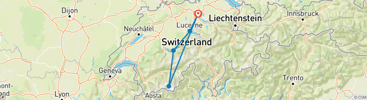 Image d'une carte montrant l'itinéraire du circuit