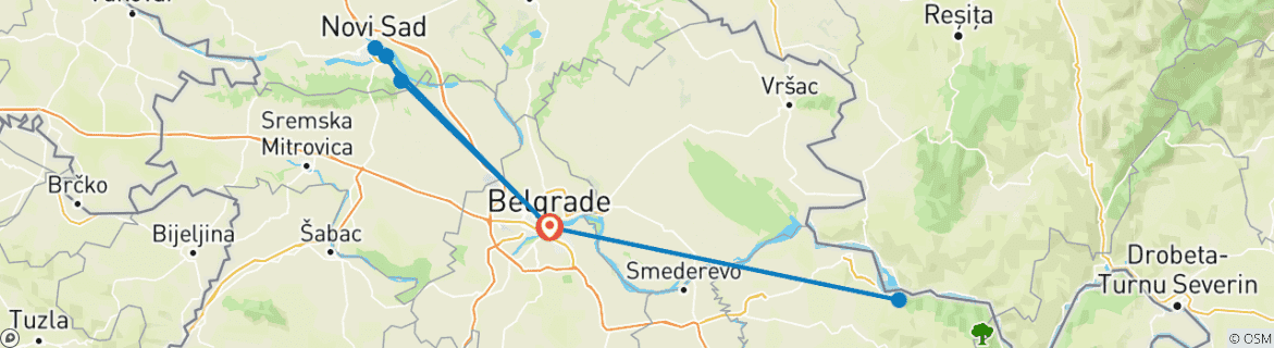 Image d'une carte montrant l'itinéraire du circuit