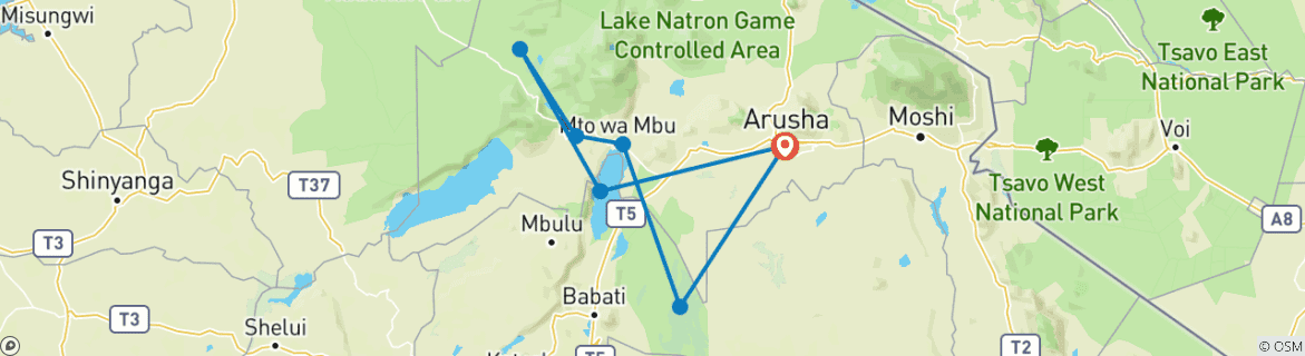 Karte mit der Reiseroute