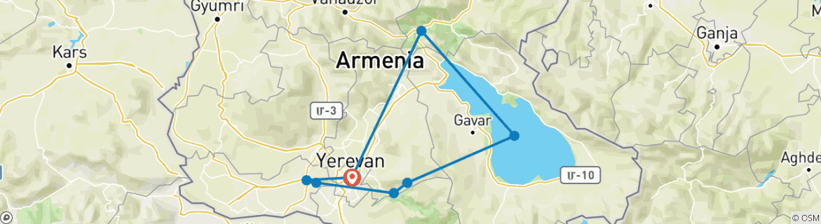 Image d'une carte montrant l'itinéraire du circuit