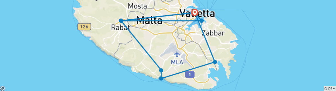 Foto van een kaart met de route van de rondreis