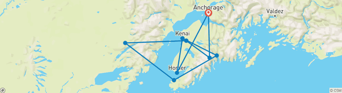 Image d'une carte montrant l'itinéraire du circuit