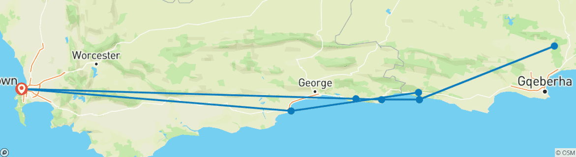 Image d'une carte montrant l'itinéraire du circuit