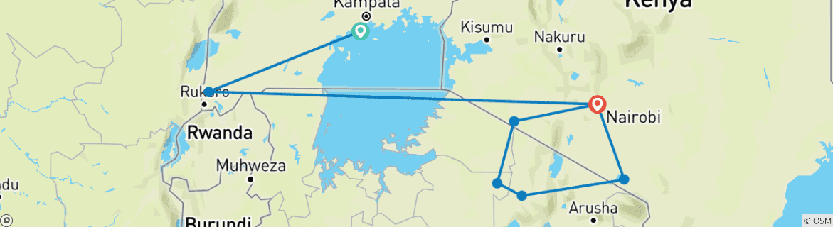 Image d'une carte montrant l'itinéraire du circuit