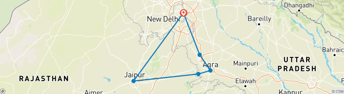 Foto van een kaart met de route van de rondreis