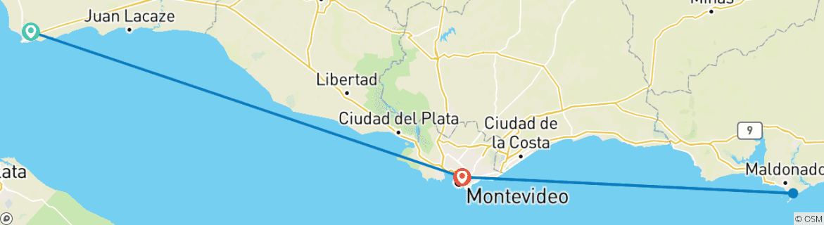 Karte mit der Reiseroute