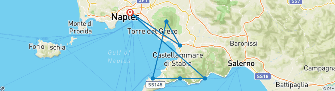 Image d'une carte montrant l'itinéraire du circuit