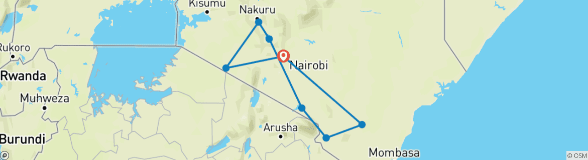 Karte mit der Reiseroute