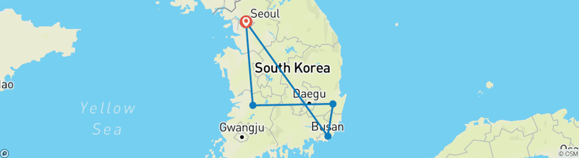 Carte du circuit Aventure familiale en Corée : 9 jours de souvenirs inoubliables