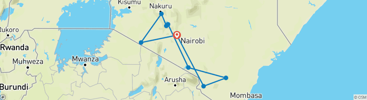 Foto van een kaart met de route van de rondreis