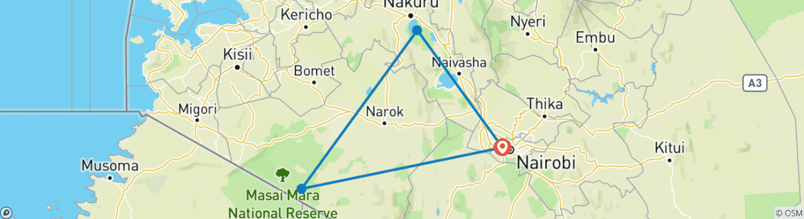 Foto van een kaart met de route van de rondreis