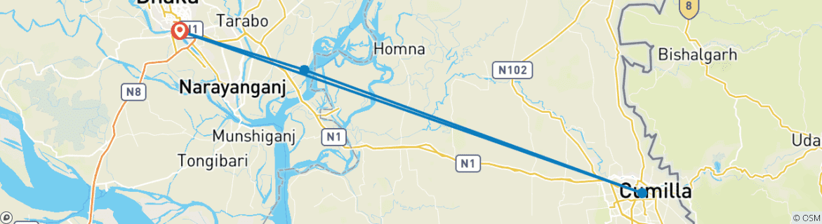 Karte mit der Reiseroute