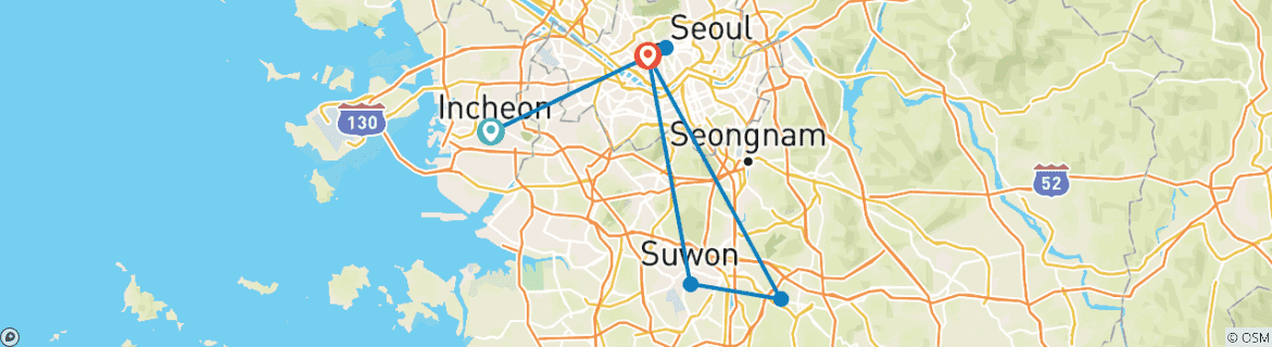 Foto van een kaart met de route van de rondreis