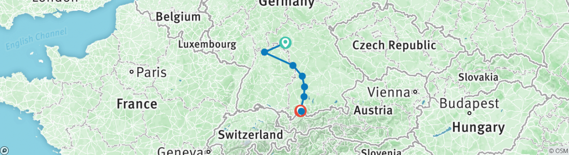 Karte mit der Reiseroute