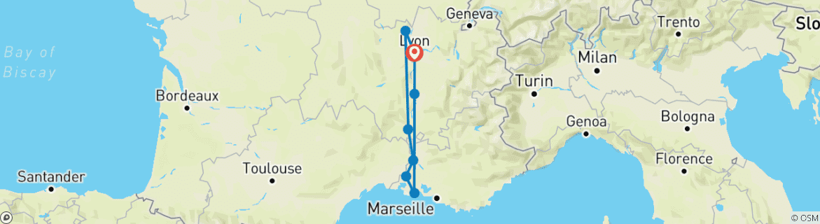Image d'une carte montrant l'itinéraire du circuit