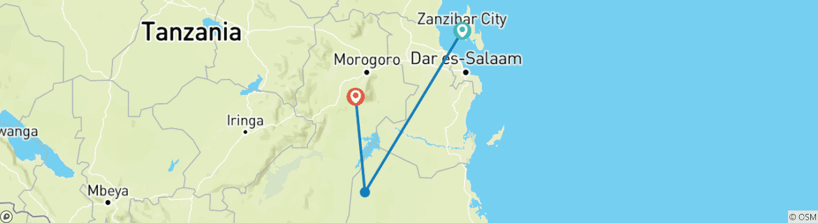 Karte mit der Reiseroute