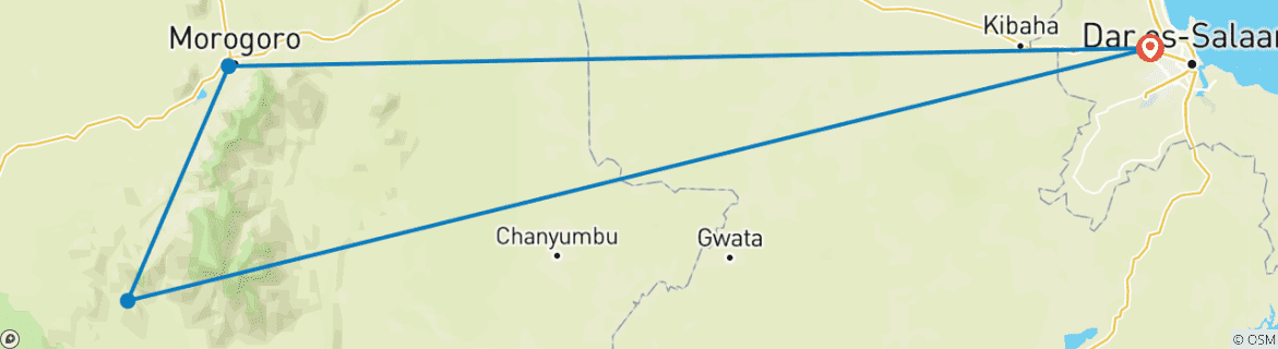 Karte mit der Reiseroute