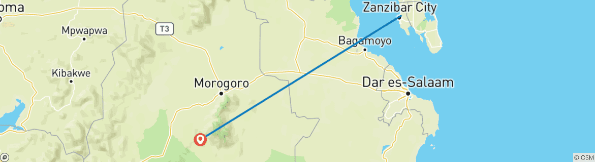 Karte mit der Reiseroute