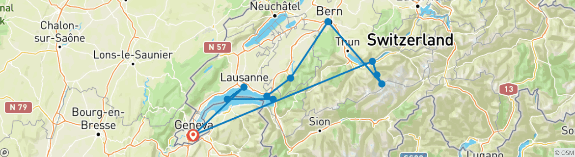 Foto van een kaart met de route van de rondreis