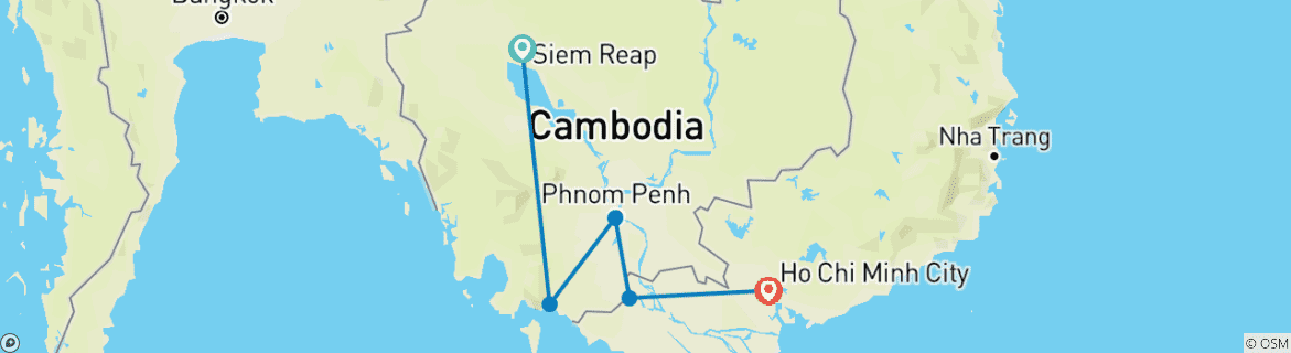 Foto van een kaart met de route van de rondreis