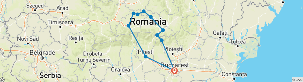 Image d'une carte montrant l'itinéraire du circuit