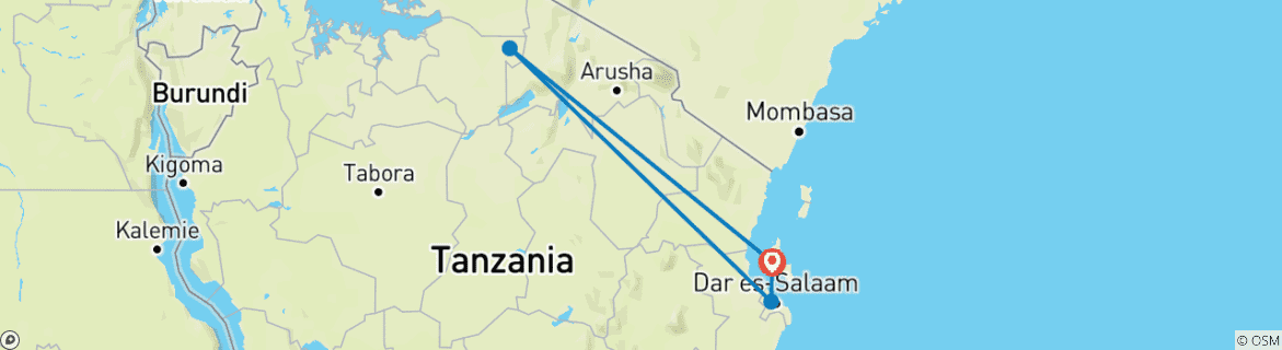 Foto van een kaart met de route van de rondreis