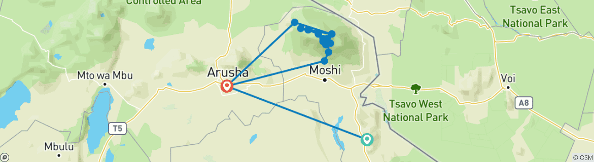 Karte mit der Reiseroute