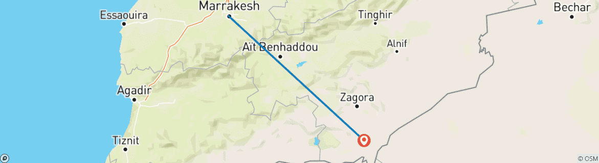 Foto van een kaart met de route van de rondreis