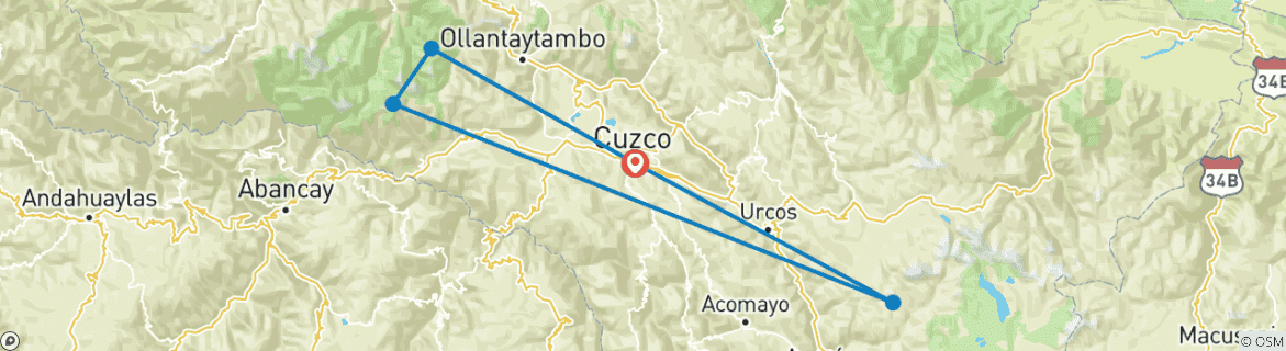 Image d'une carte montrant l'itinéraire du circuit