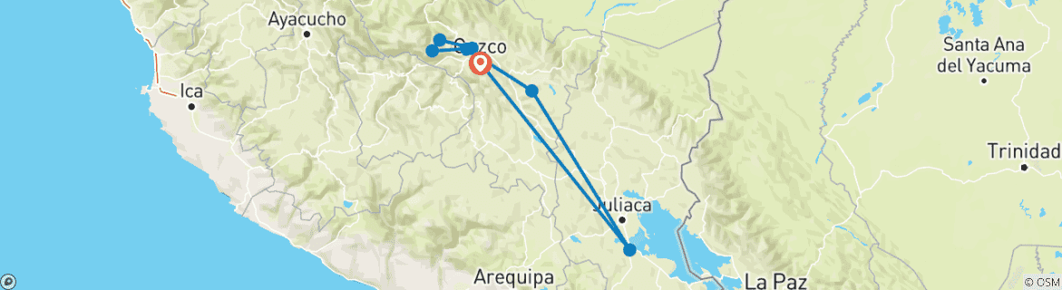 Image d'une carte montrant l'itinéraire du circuit