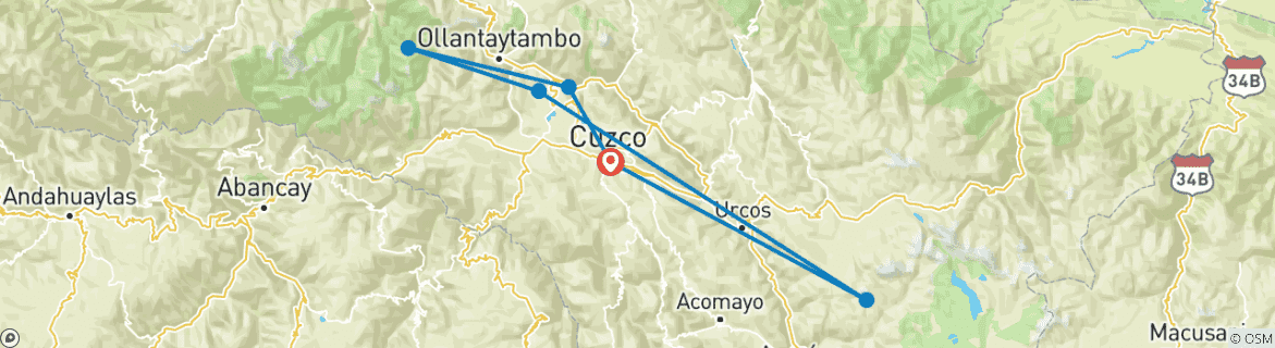 Image d'une carte montrant l'itinéraire du circuit