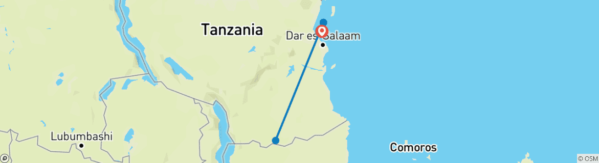 Foto van een kaart met de route van de rondreis