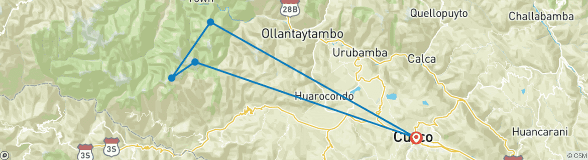 Image d'une carte montrant l'itinéraire du circuit