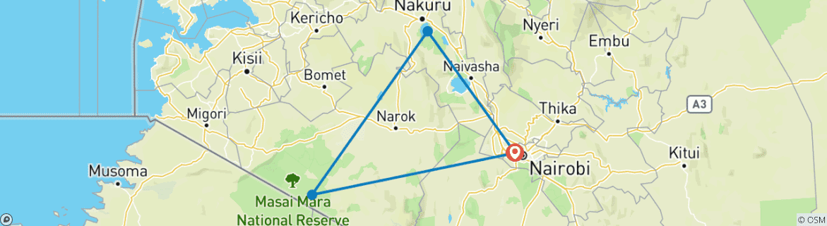 Karte mit der Reiseroute