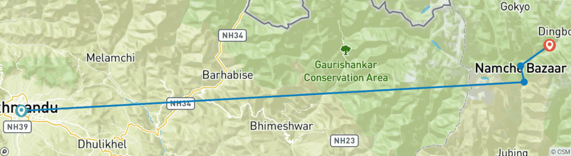 Foto van een kaart met de route van de rondreis