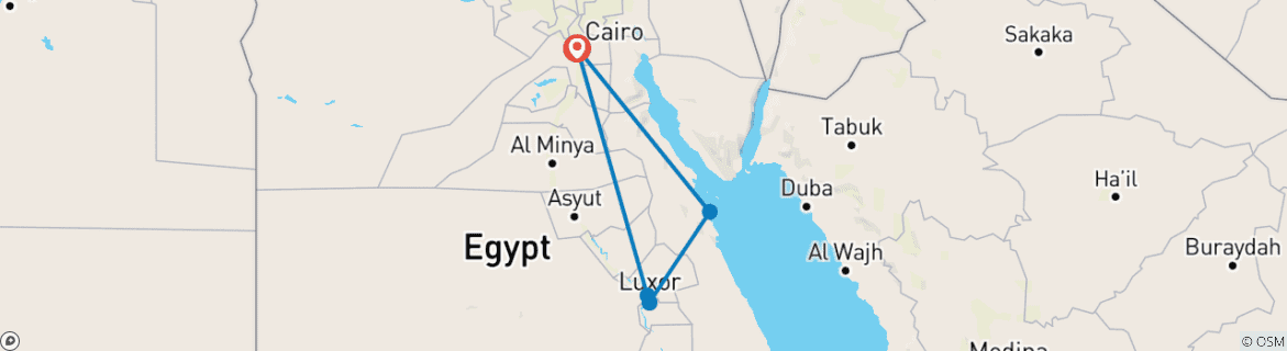 Karte mit der Reiseroute