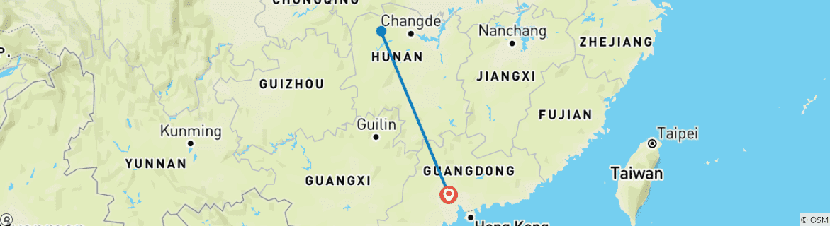 Foto van een kaart met de route van de rondreis