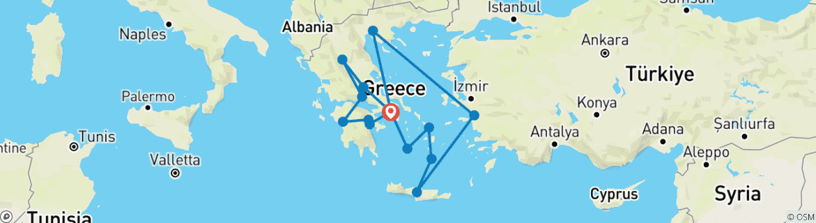 Image d'une carte montrant l'itinéraire du circuit