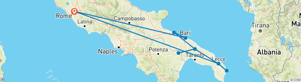 Image d'une carte montrant l'itinéraire du circuit