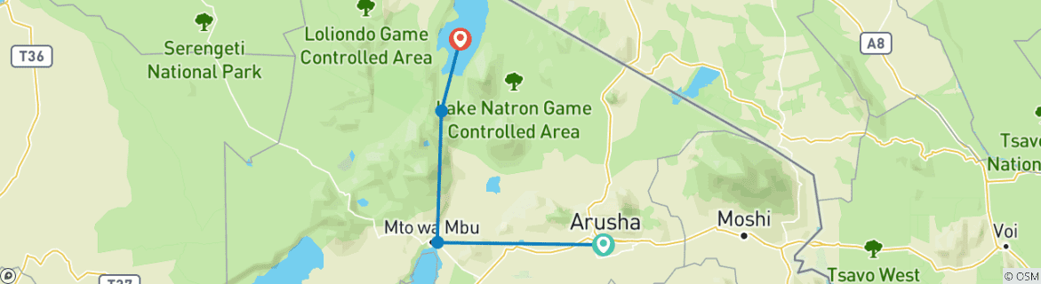 Foto van een kaart met de route van de rondreis