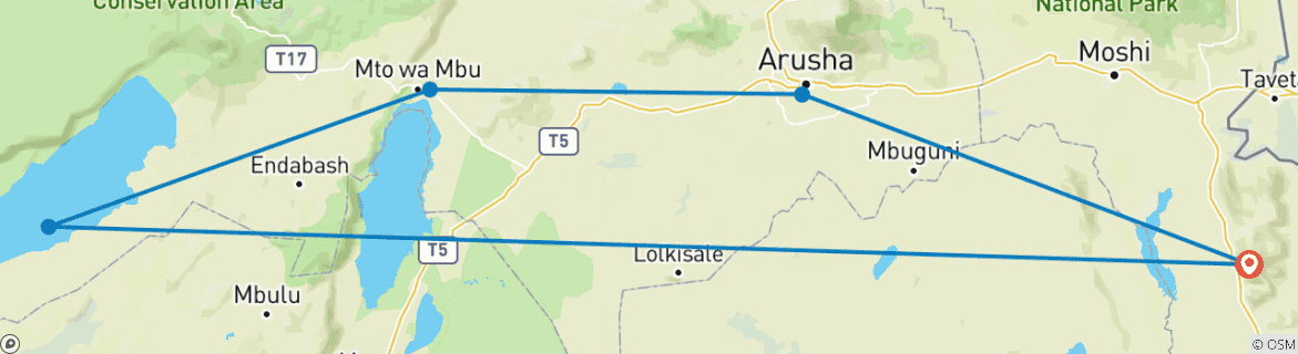 Karte mit der Reiseroute