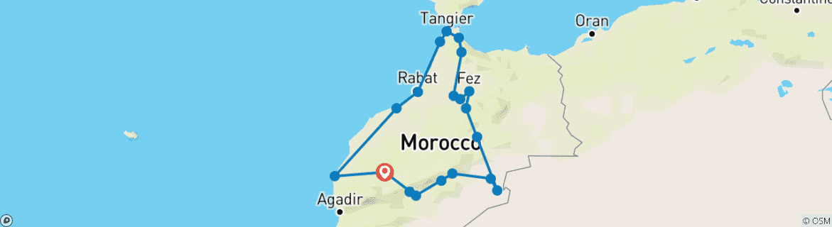 Carte du circuit Circuit de 10 jours au Maroc depuis Marrakech