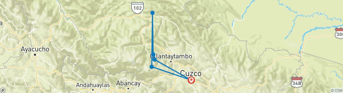 Foto van een kaart met de route van de rondreis