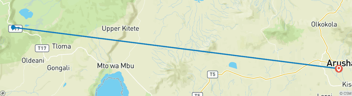 Karte mit der Reiseroute