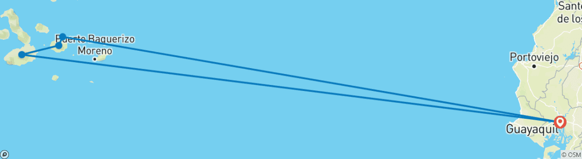 Karte mit der Reiseroute