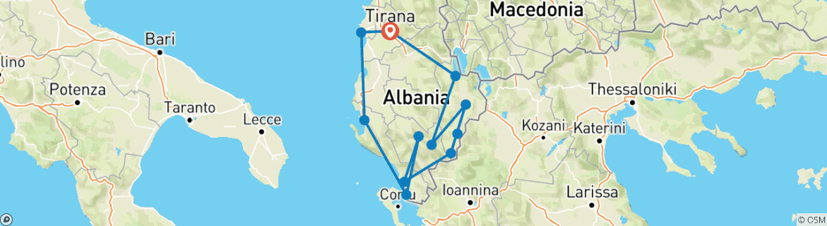 Image d'une carte montrant l'itinéraire du circuit